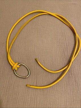 PETER KEN Yellow Leather Belt with Oval Accent. One size